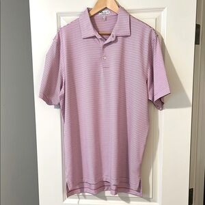 Peter Millar Striped Polo Shirt - Lavender and White